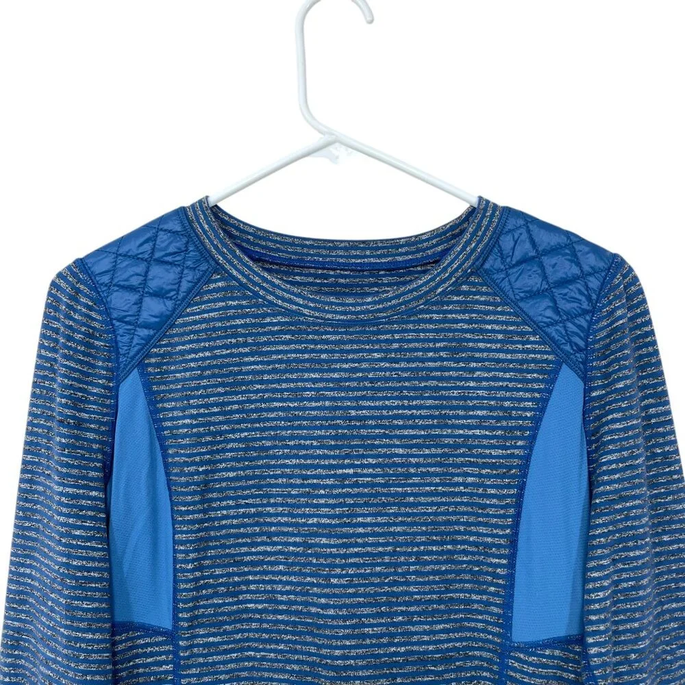 Lululemon Run: Ice Queen Size 6 Long‎ Sleeve Slope Stripe Limitless Blue Top